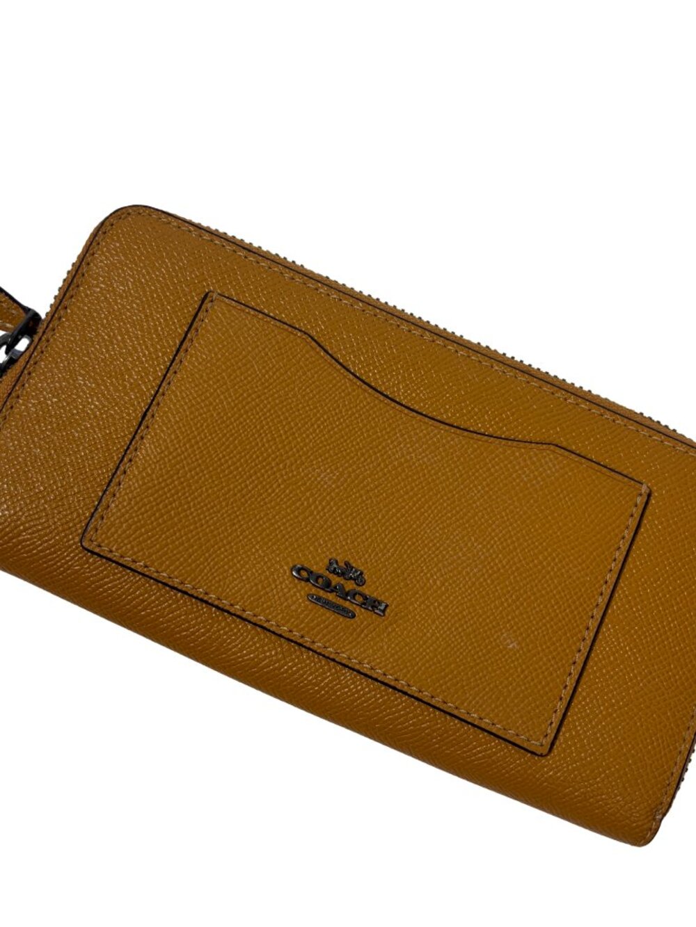 Coach Mustard Yellow Large Accordion Zip Wallet